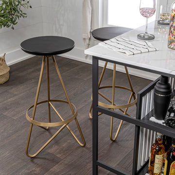 Spiroa 30" Modern Industrial Metal Backless Circular Bar Stool